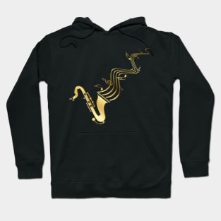 Gold Saxophone Blowing Notes Hoodie